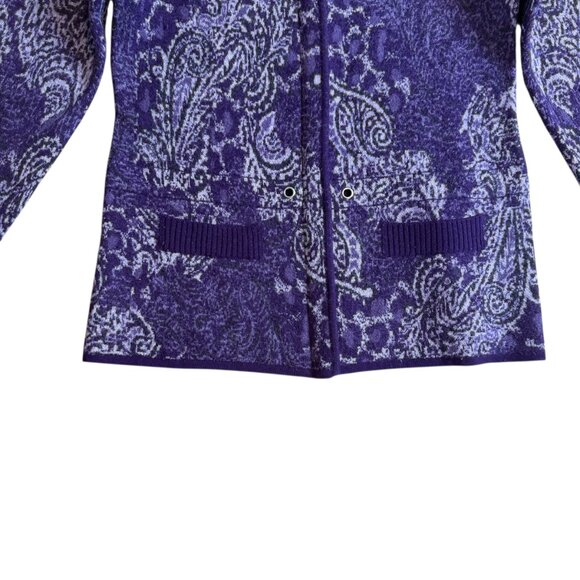 Pendleton Cardigan Sweater Womens Medium Purple Zip Front 100% Merino Wool - Picture 2 of 9